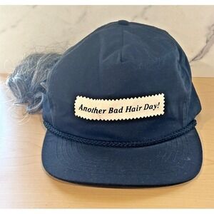 Vintage OTTO Another Bad Hair Day Hat Wig Hair Gag Snapback Cap Black